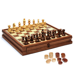 3in Stauton Chess/Ch eckers w/drawer
