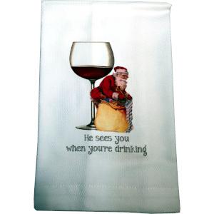 He Sees You Drinking bar towel