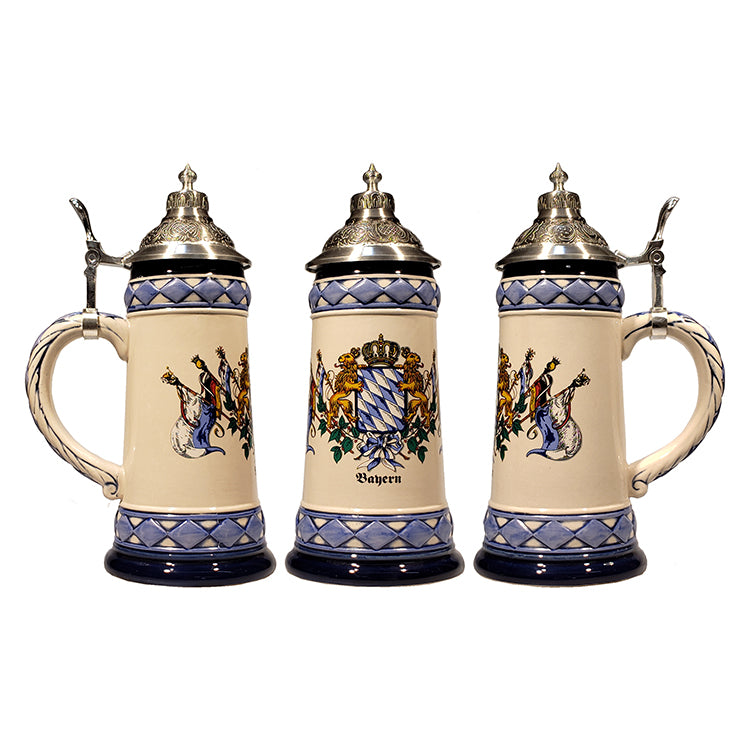 Bavarian Flags Stein w/Lid