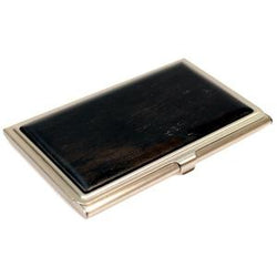 Wood Solid w/Steel Card Case