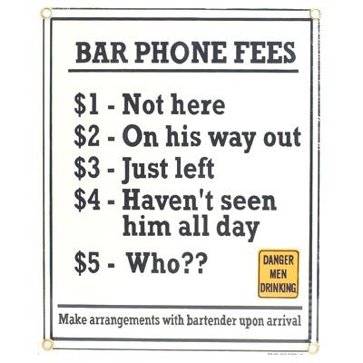 Bar Phone Fees Sign