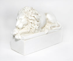 Resting Lion Box White Marble