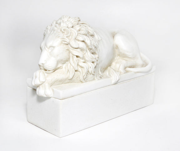 Resting Lion Box White Marble